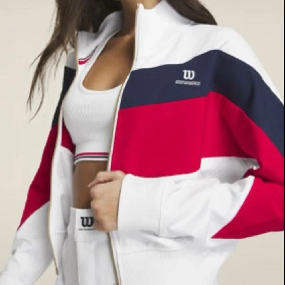 Wilson Sport Professionals‎ Gibson Tricot Jacket Women's Large Blue Red Tennis